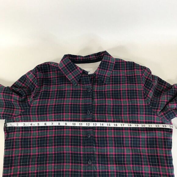 L.L. Bean Fleece-Lined Flannel Shirt Women's Large Plaid Button Up Shacket Chore - Picture 8 of 10